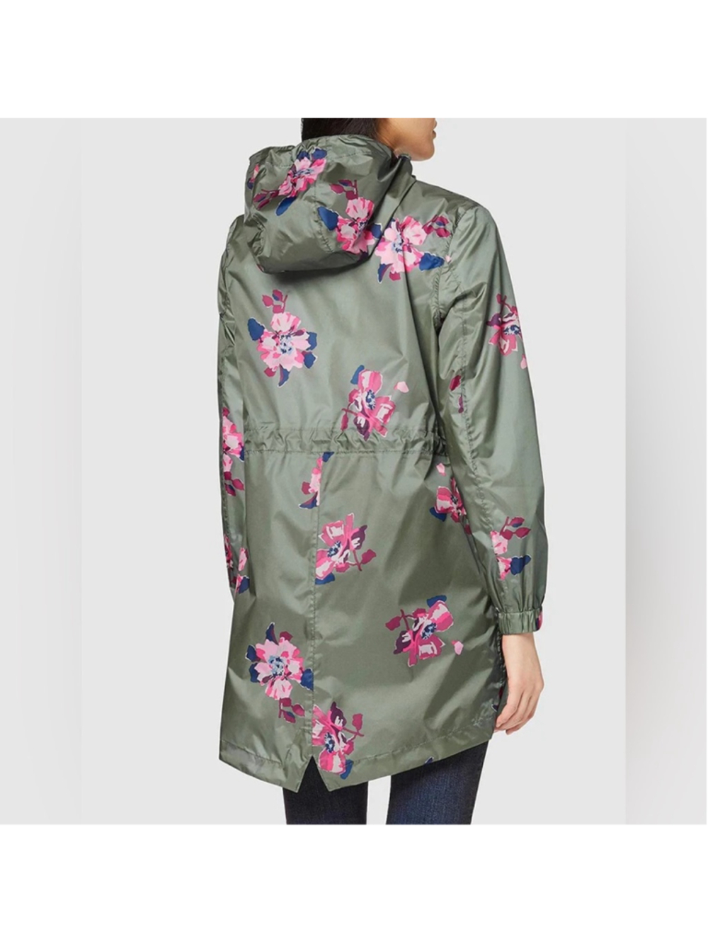 Joules Go Lightly Waterproof Green Floral Packable Rain Jacket Size US 6 - Picture 3 of 9